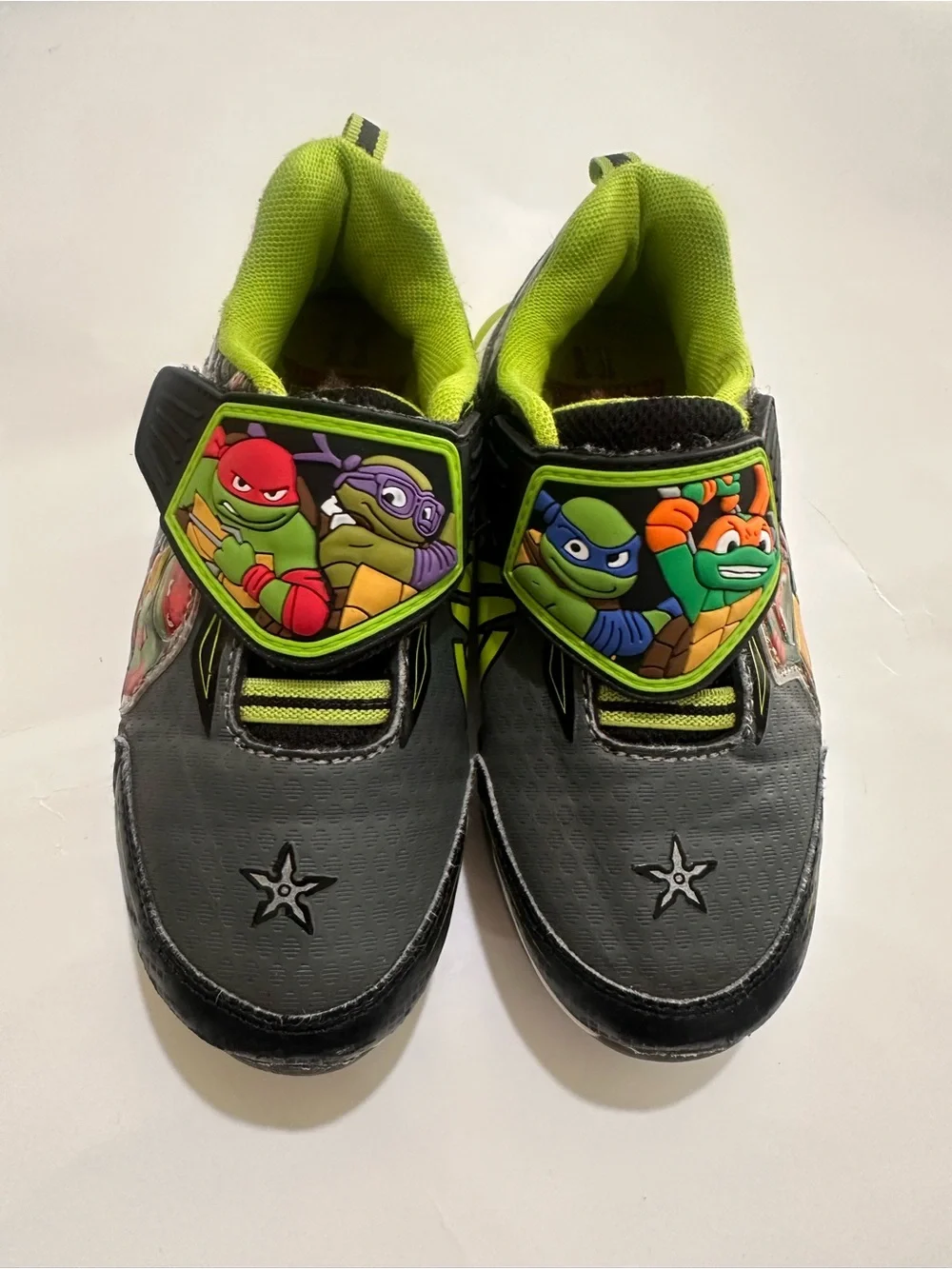 Nickelodeon Ninja Turtles Gray and Lime Kids Velcro Sneakers